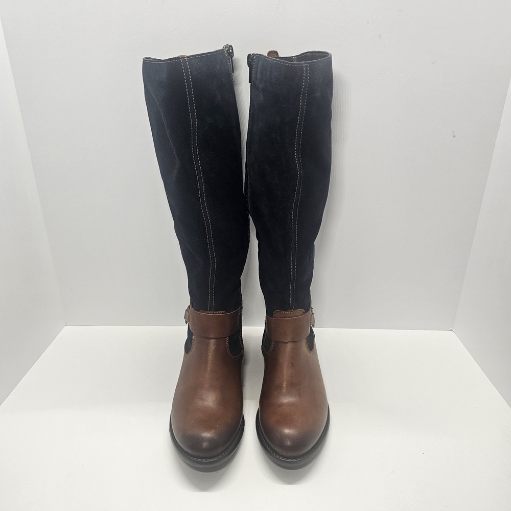 Remonte Knee High Leather/Blue Suede Boot- Plaid Inner Lining Size 36 EU/5.5 US - Picture 3 of 14